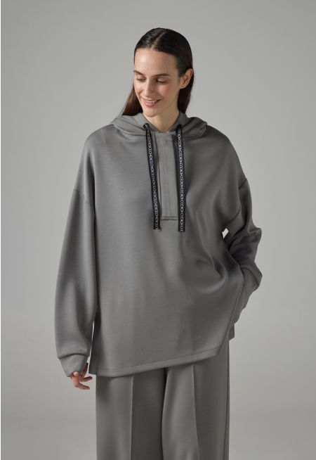 Solid Relaxed Fit Drop Shoulder Hoodie