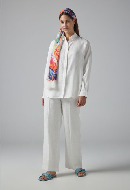 Solid Wide Leg Elasticated Waist Trousers