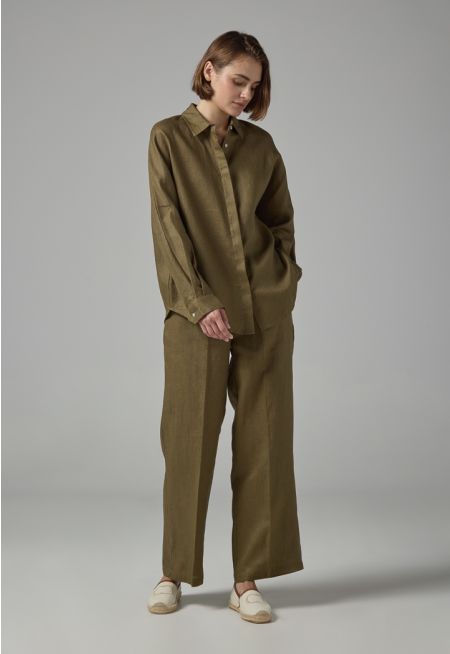 High-Waist Straight-Cut Basic Trousers