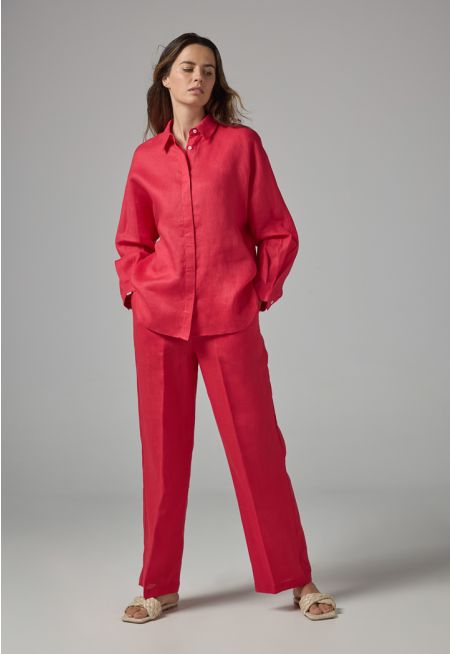 High-Waist Straight-Cut Basic Trousers