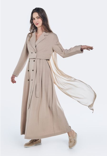 Double Breasted Crinkled Dress Combo(2PCS)