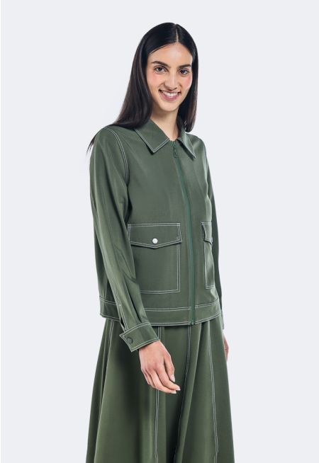 Zip-up Flap Pockets Jacket 