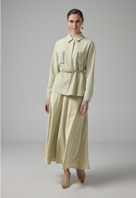 Solid Flared Maxi Skirt