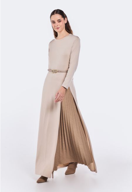 Knitted Split Hem Maxi Dress