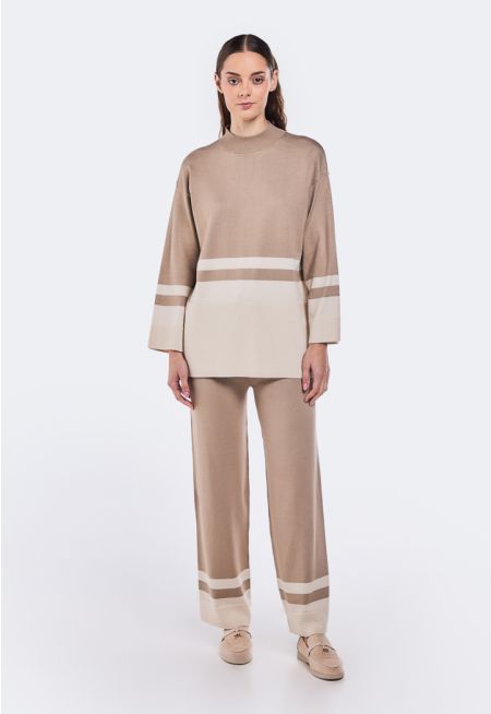 Striped Hem Knitted Trousers