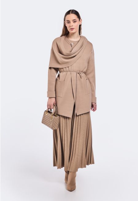 Solid Pleated Maxi Skirt