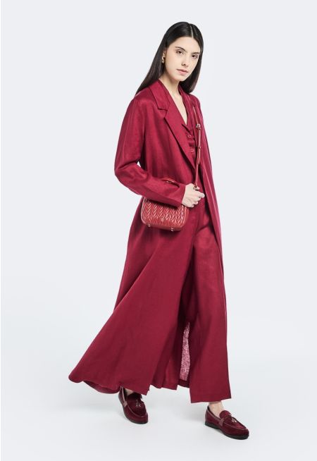 Solid Notched Collar Abaya