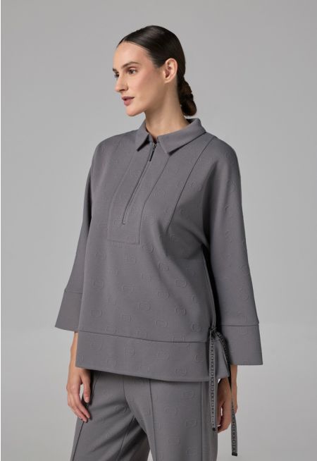 Long Sleeve Monogram Blouse