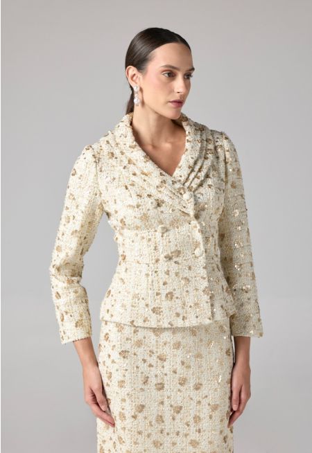 Tweed Sequin Cropped Jacket