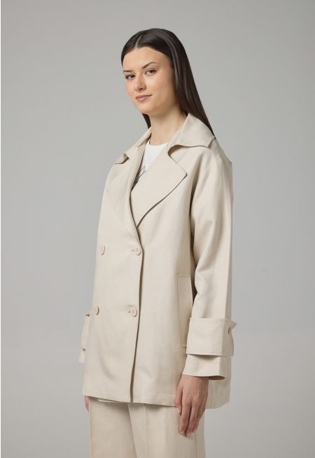 Solid Notched Collar Jacket
