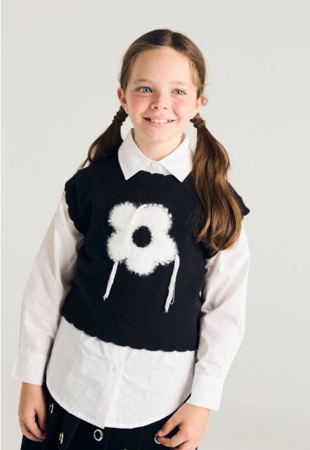 Knitted Vest and shirt combo (2PCS)