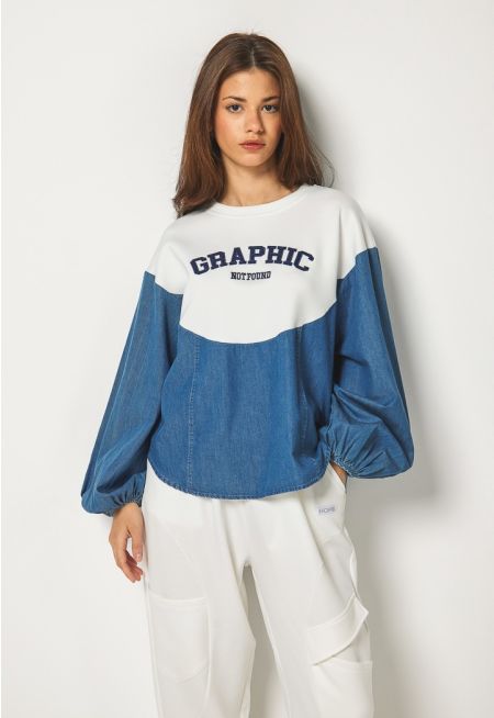 Denim Detailed Sweater