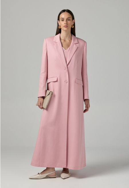 Solid Notched Collar Abaya