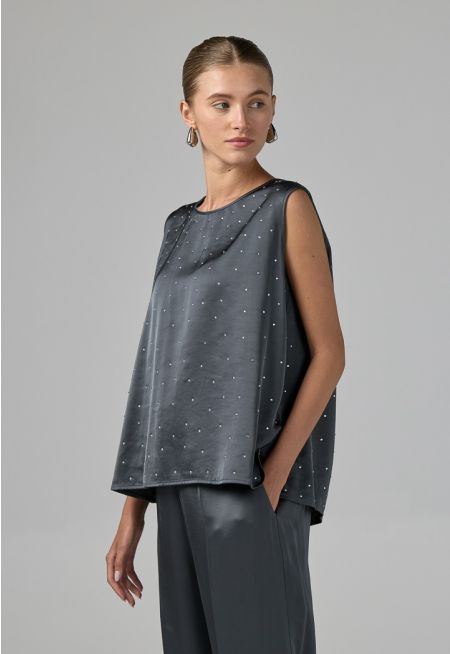 Crystal Embellished Sleeveless Top