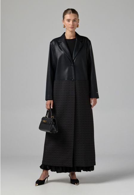 PU Leather Quilted Coat