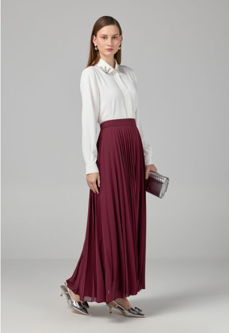 Pleated Flared Basic Skirt