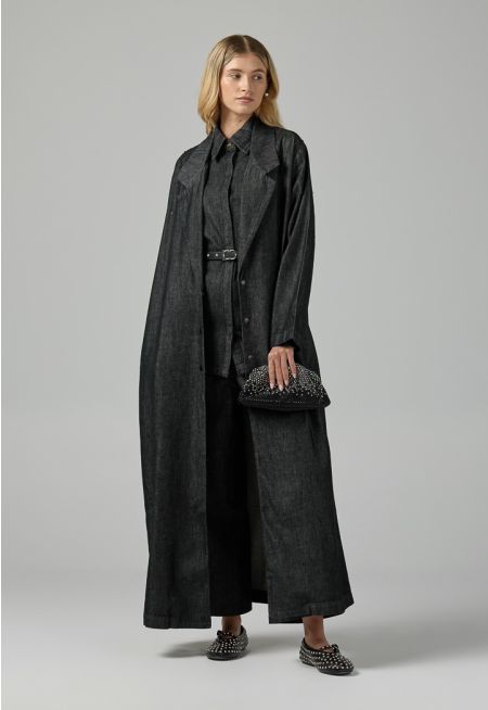 Notched Collar Denim Jacket