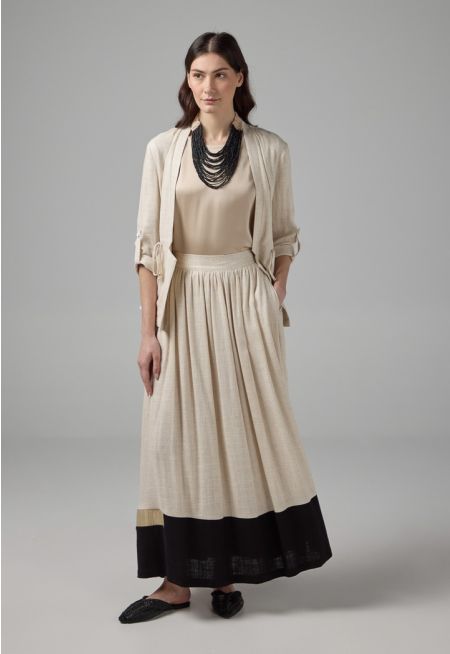  Elasticated Waist Pleated Skirt