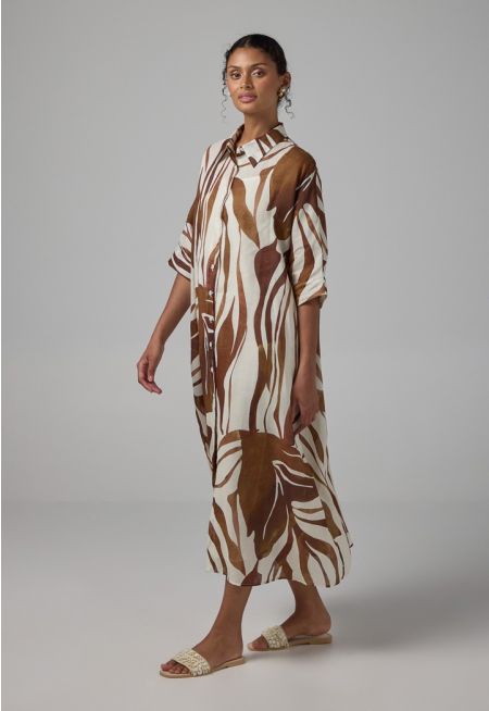 Contrast Three Quarter Shirt Dress