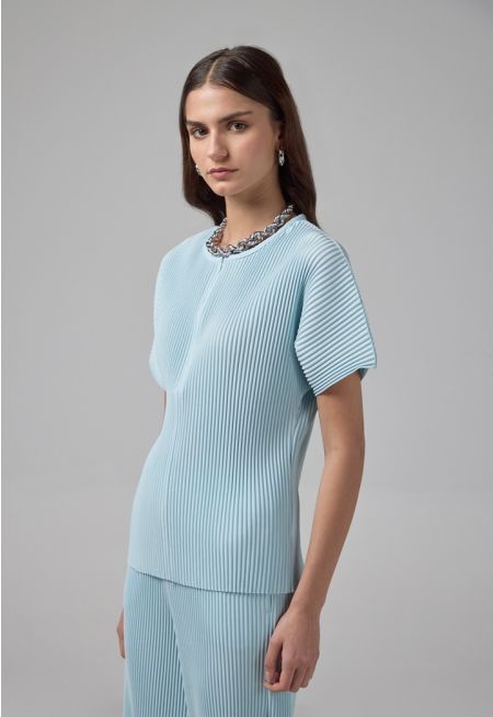 Short Sleeve Pleated Blouse