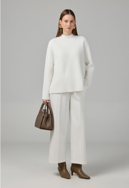 Solid High Waist Trousers