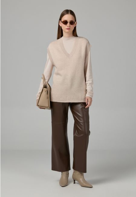 Solid PU Leather Trousers