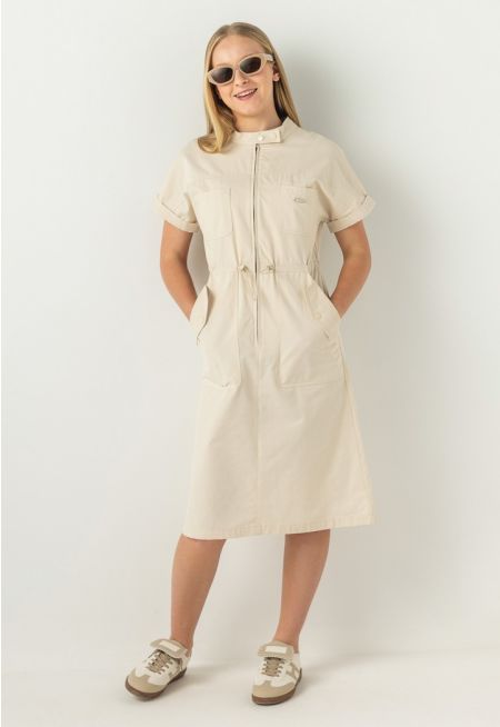 Drawstring Waist Cargo Dress