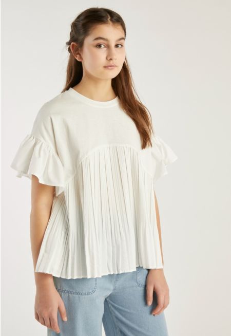 Pleated Ruffled Blouse