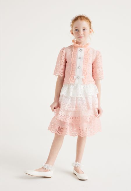 Floral Lace Top and Skirt Set (2PCS)