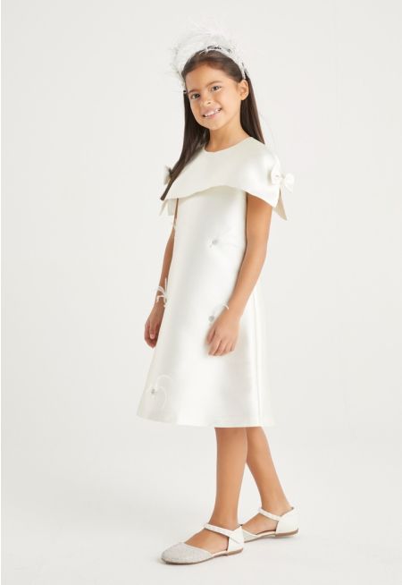 Faux Feather Embellished Dress Combo (2PCS)