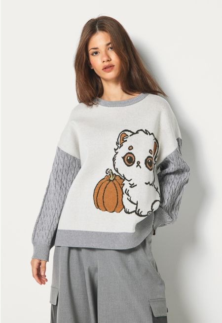 Textured Sleeves Sweater