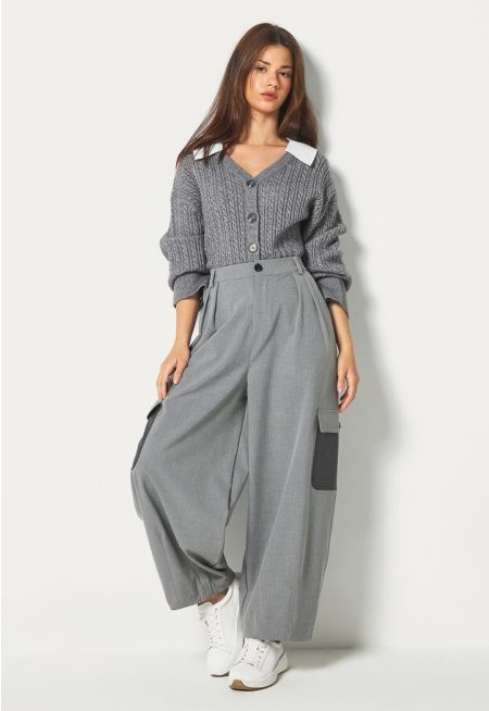 Wide Leg Cargo Trousers