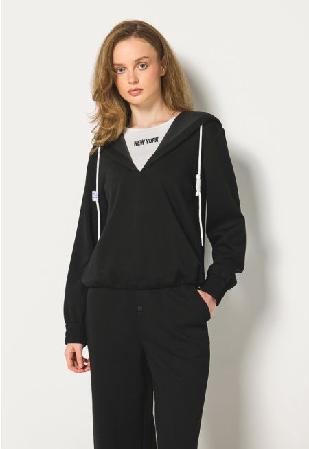 Contrast Crew Neck Hoodie