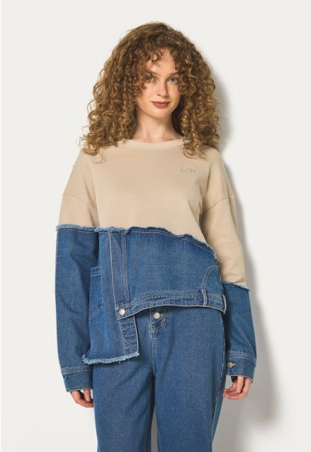 Knitted Denim Sweatshirt