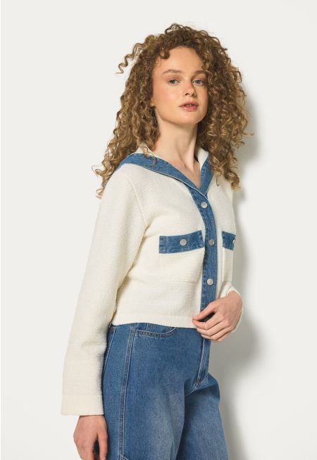 Knitted Elastic Cropped Jacket