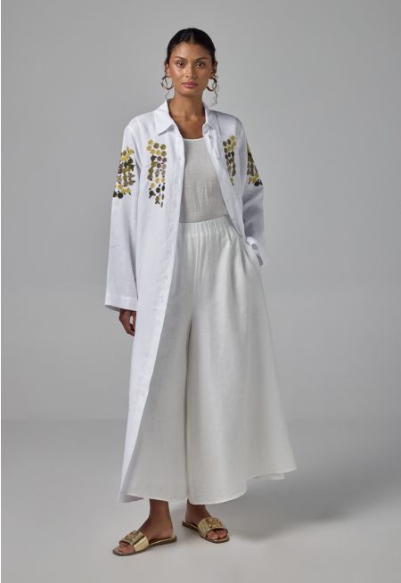 Elastic Waist Palazzo Solid Trousers