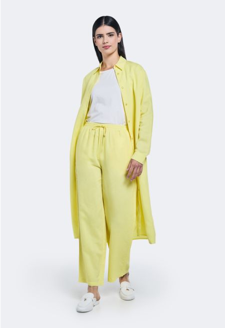 Solid Linen Straight Cut Trousers