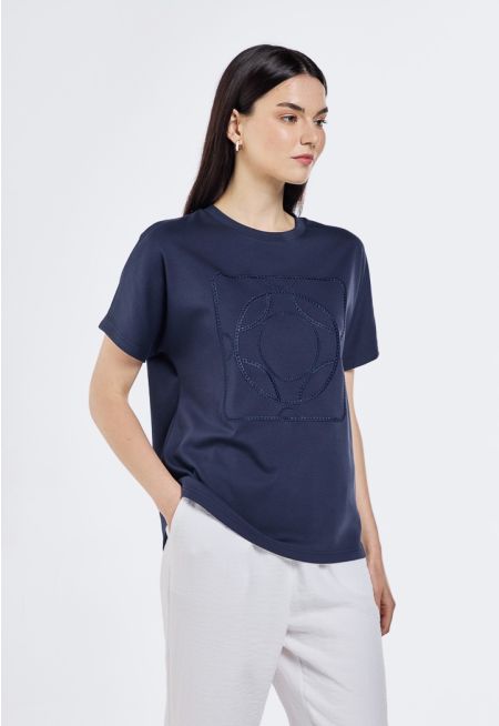 Chain-Embroidered T- Shirt