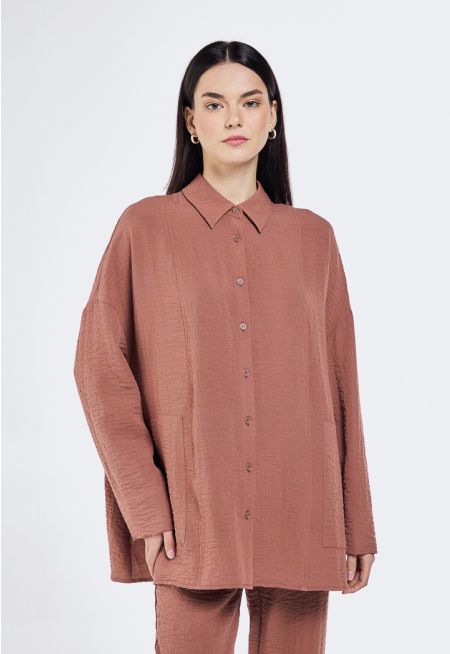Drop Shoulder Crinkled Shirt