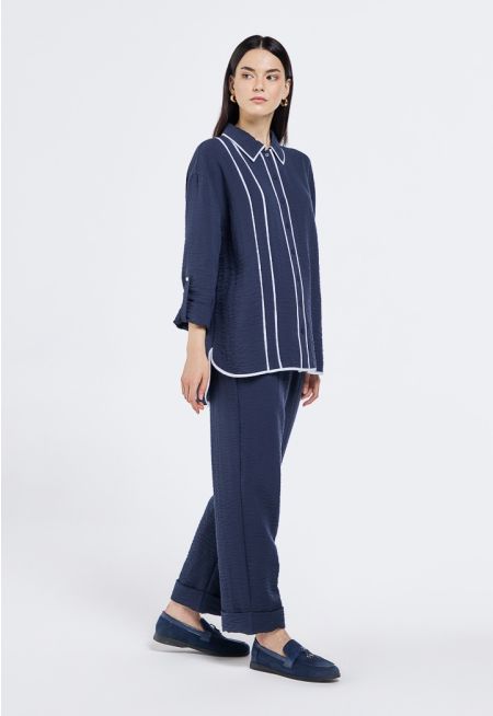 Crinkled Folded Hem Trousers