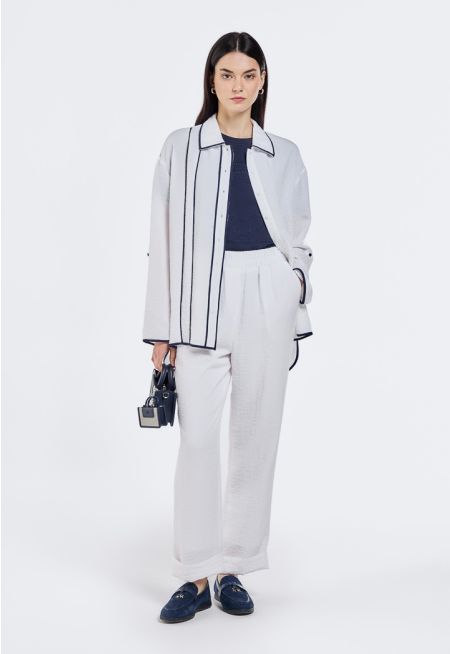 Crinkled Folded Hem Trousers