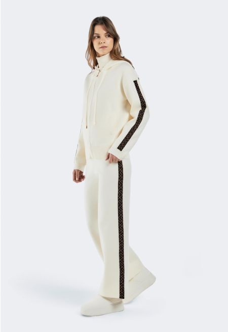 Knitted Tape Details Sweatpants