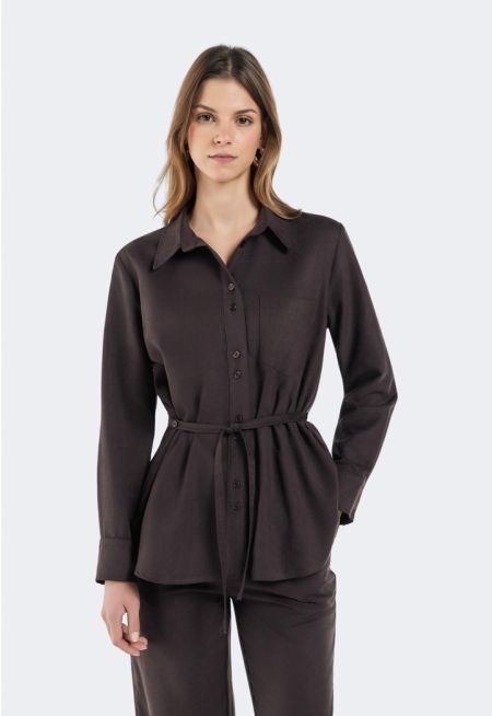 Regular Fit Belted Shirt
