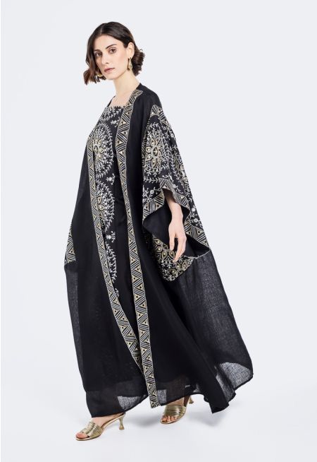 Abaya and Sleeveless Dress Set (2PCS)