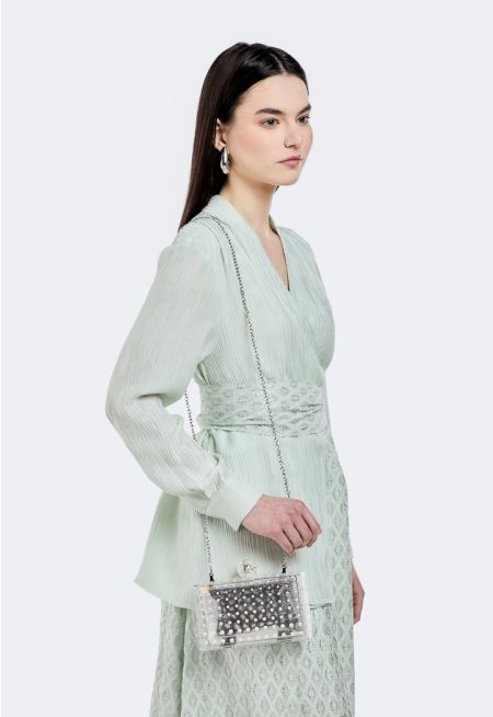 Textured Wrap Blouse