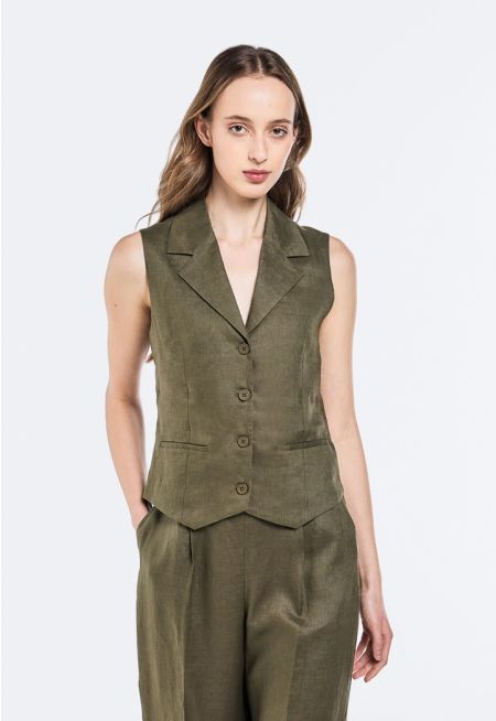 Single Breasted Asymmetrical Hem Vest