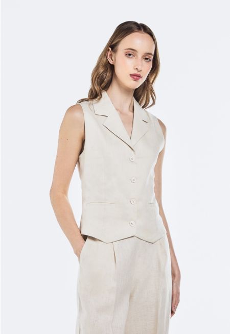 Single Breasted Asymmetrical Hem Vest