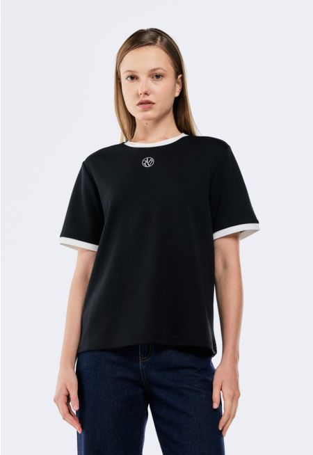 Embroidered T-Shirt With Contrast Panels