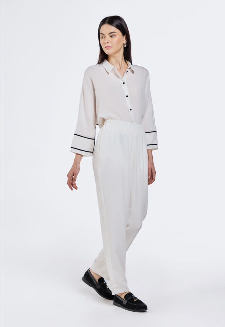 Solid High Waist Trousers