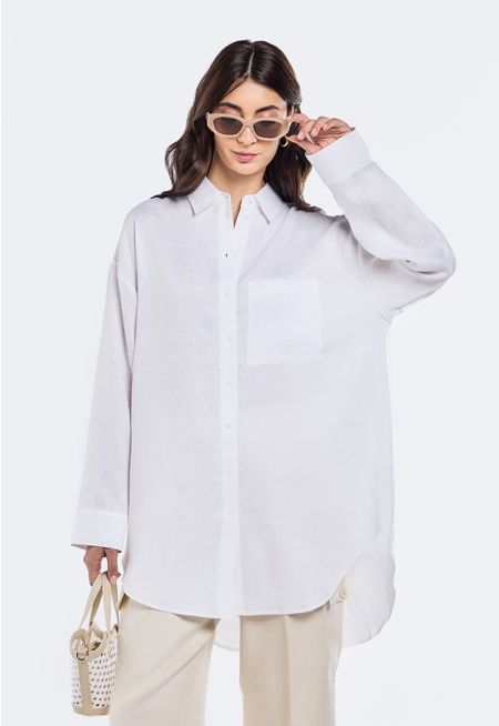 High-Low Linen Long Shirt
